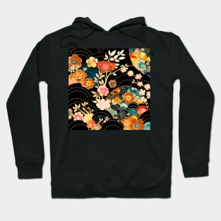 Floral gold wagara pattern Hoodie